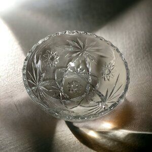 Vintage Anchor Hocking Candy Dish | Pressed Glass Starburst Cut Bowl